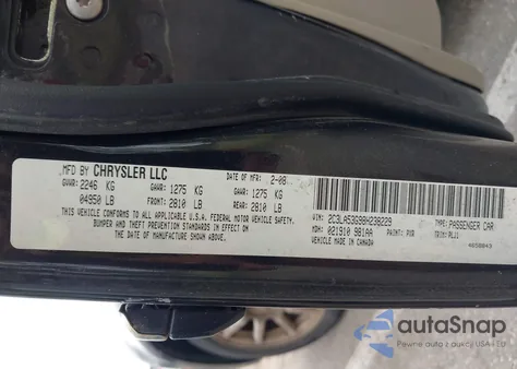 2008 Chrysler 300 Touring z USA, uszkodzony, nr VIN 2C3LA53G98H238229